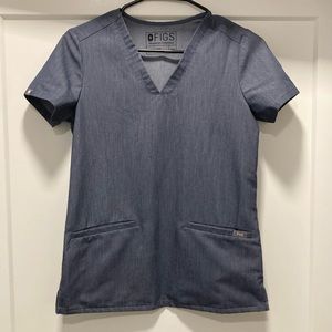 FIGS Casma Scrub Top Size XXS limited edition heather denim
